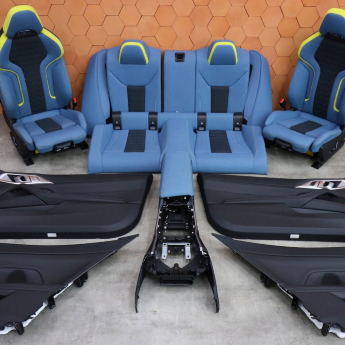 BMW M4 G82 Interior – Seats, Rear Bench & Door Panels Yas Marina Blue | Electric Memory Seats | Heated