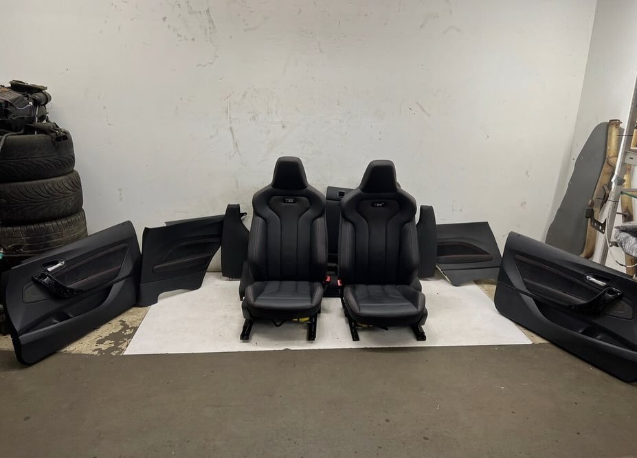OEM BMW F87 M2 Competition Black M Sport Leather Interior Seats Door Panel F22 Red Stiching Set - Image 4